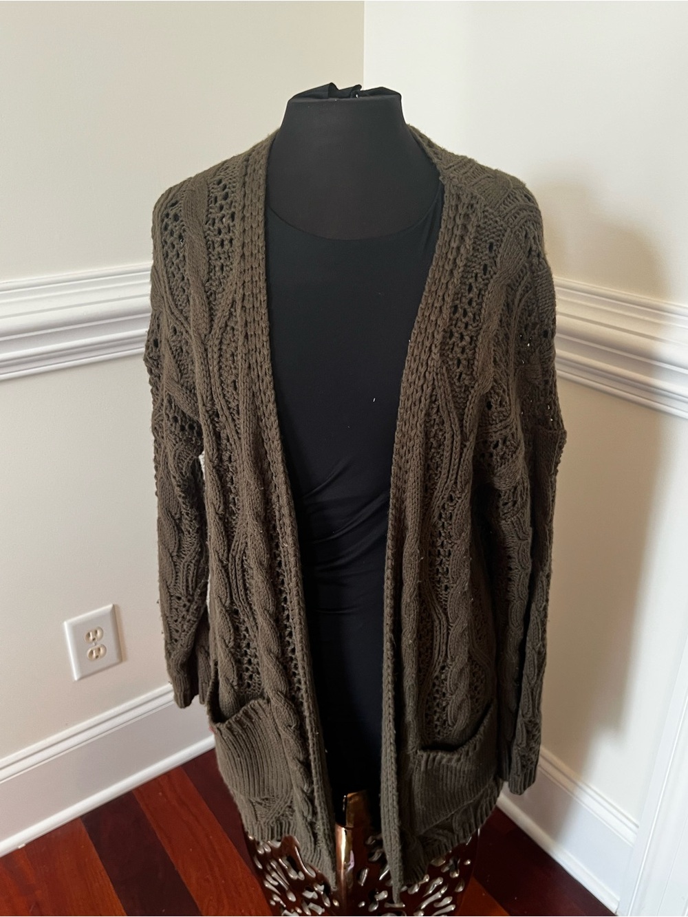 Love Olive Open Cable Knit Cardigan